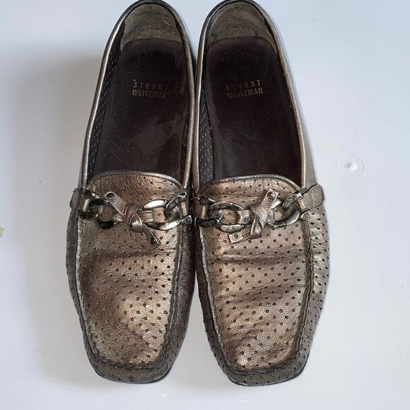 Stuart Weitzman silvery bronze flats/loafers - Picture 1 of 7
